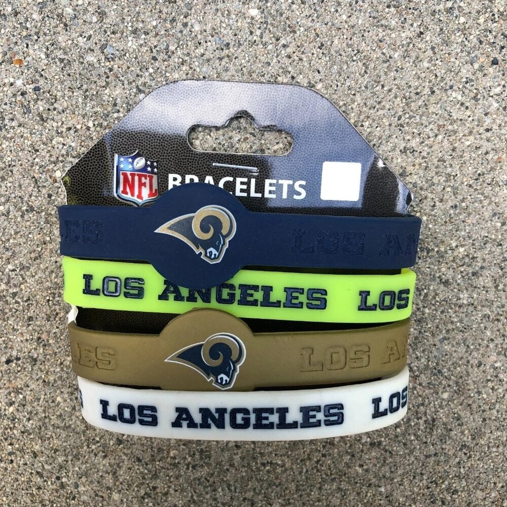 AMINCO x NFL Los Angeles Rams Silicone Bracelets Fan Gear 4 Count LA Adult​